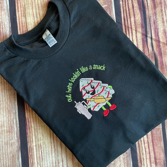 Out here looking like a snack Christmas Embroidery Shirt - Picture 6 of 6